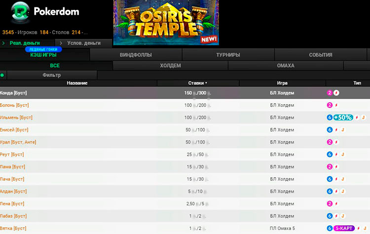 Столы по покеру